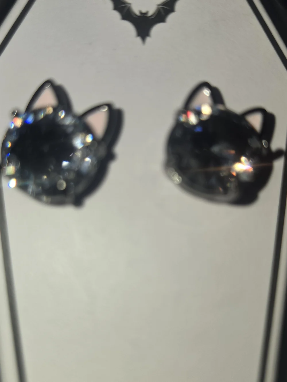 true to form Silver Cat Ear Cubic Zirconia Stud Earrings - Gray